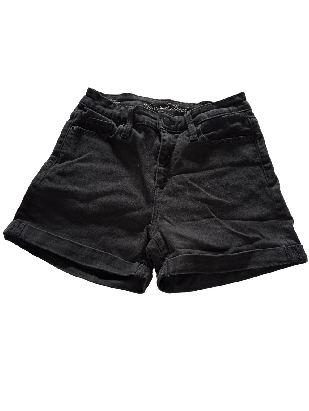 Universal Thread Black Rolled-Hem Denim Shorts